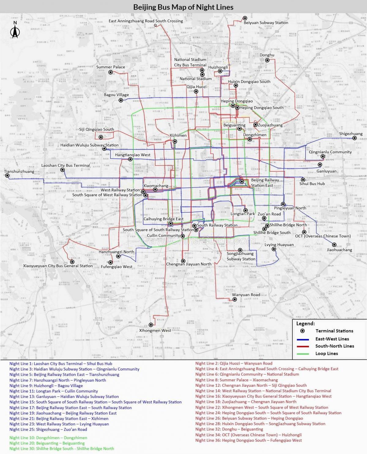 Beijing bus route kaart