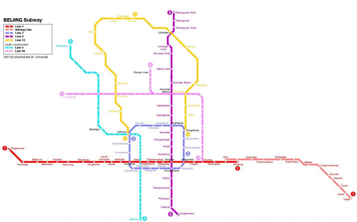 kaart van Beijing ondergrondse stad