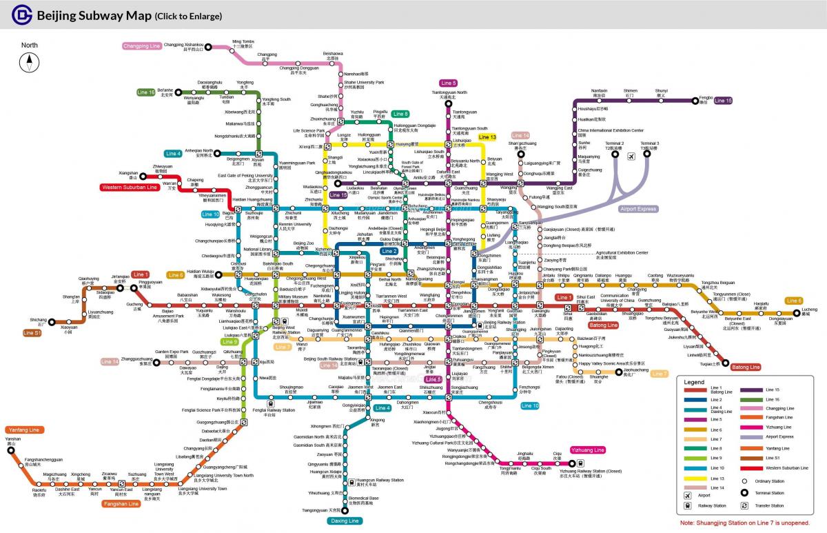 kaart van Beijing subway station