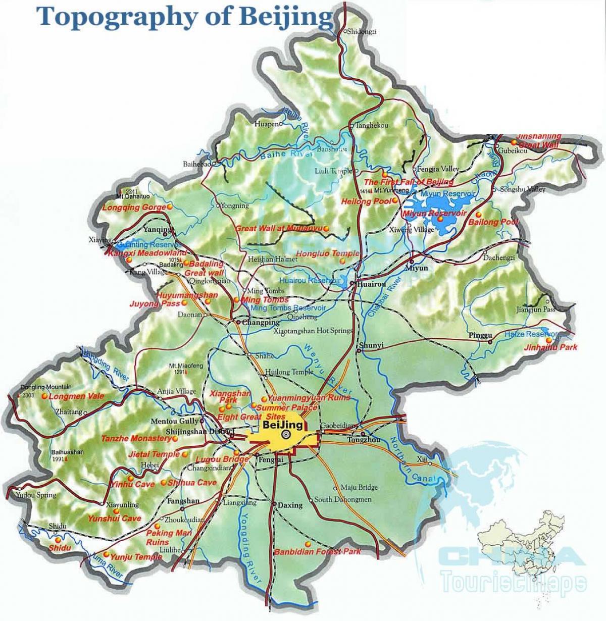 kaart van Beijing topografische
