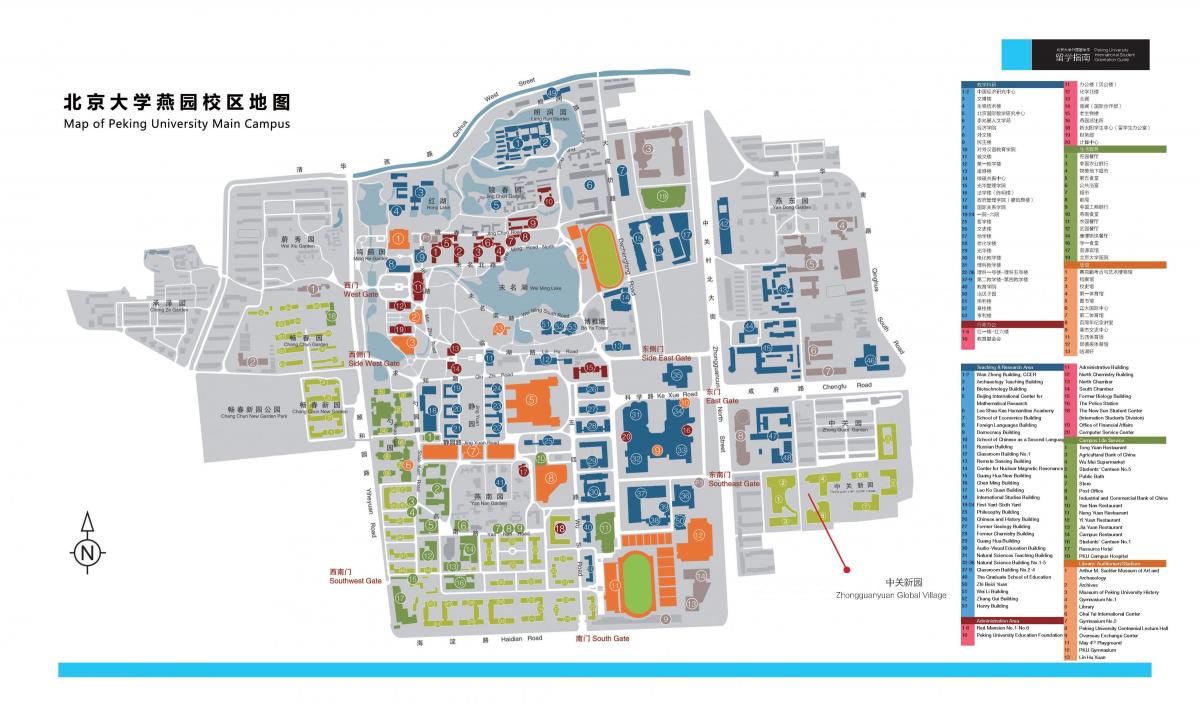 Peking university campus kaart