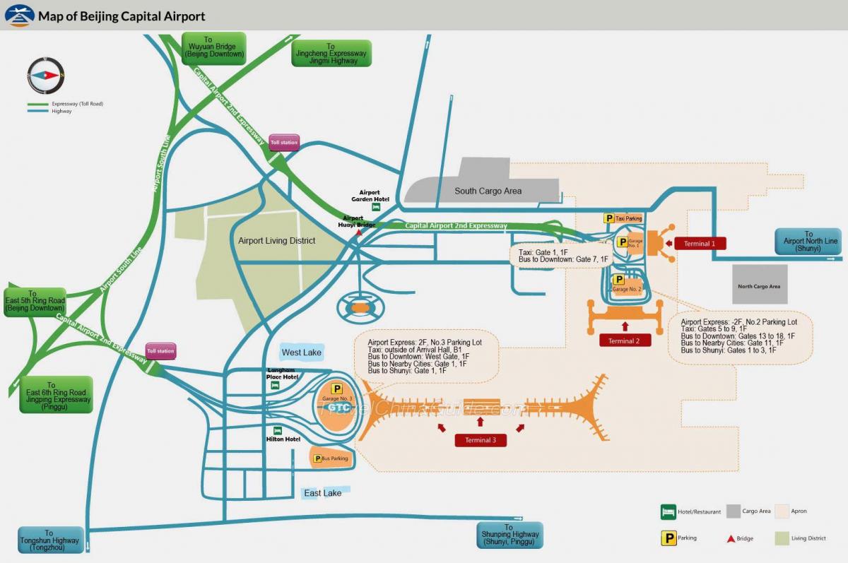 Beijing airport terminal kaart