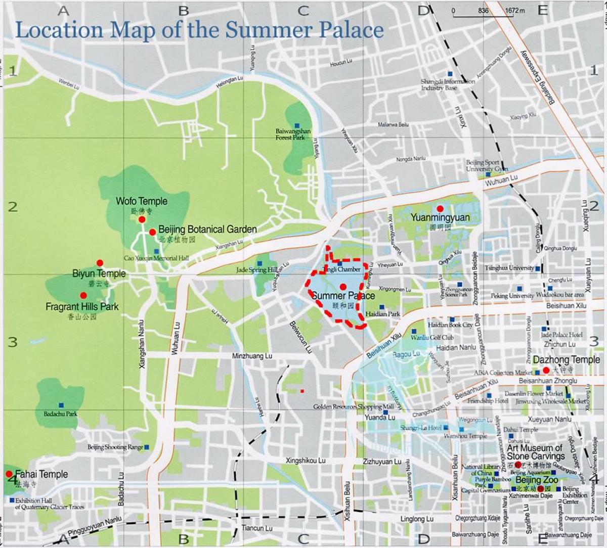 kaart van summer palace Beijing